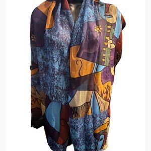Colorful Multi Color Abstract Art Scarf with Face!